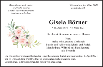 Traueranzeige von Gisela Börner von Waiblinger Kreiszeitung