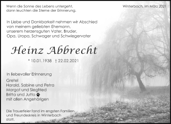 Traueranzeige von Heinz Abbrecht von Waiblinger Kreiszeitung
