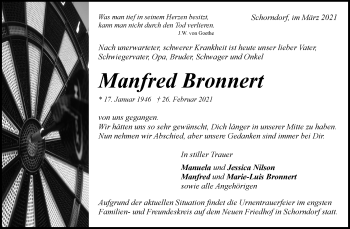Traueranzeige von Manfred Bronnert von Waiblinger Kreiszeitung