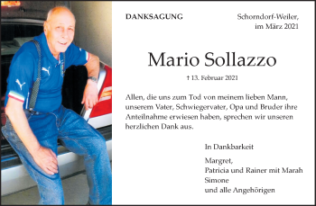 Traueranzeige von Mario Sollazzo von Waiblinger Kreiszeitung