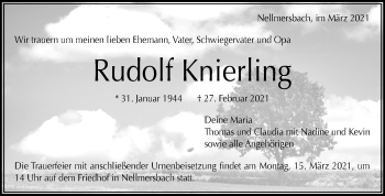 Traueranzeige von Rudolf Knierling von Waiblinger Kreiszeitung