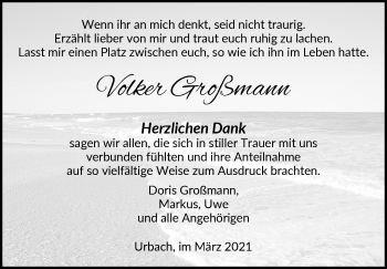 Traueranzeige von Volker Großmann von Waiblinger Kreiszeitung