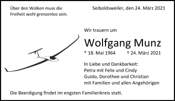 Traueranzeige von Wolfgang Munz von Waiblinger Kreiszeitung