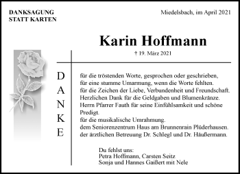 Traueranzeige von Karin Hoffmann von Waiblinger Kreiszeitung