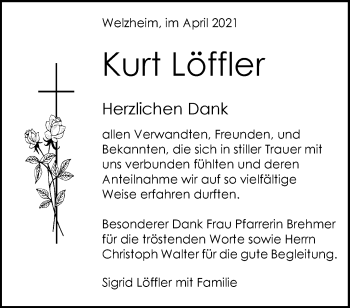 Traueranzeige von Kurt Löffler von Waiblinger Kreiszeitung