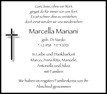 Traueranzeige von Marcella Mariani von Waiblinger Kreiszeitung