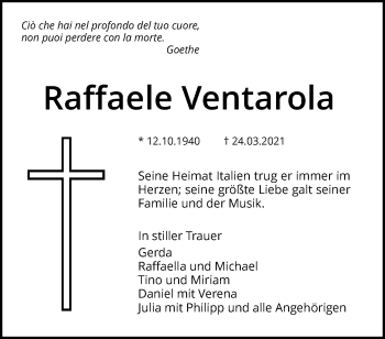 Traueranzeige von Raffaele Ventarola von Waiblinger Kreiszeitung