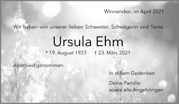 Traueranzeige von Ursula Ehm von Waiblinger Kreiszeitung