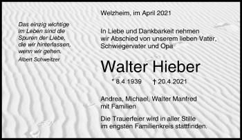 Traueranzeige von Walter Hieber von Waiblinger Kreiszeitung