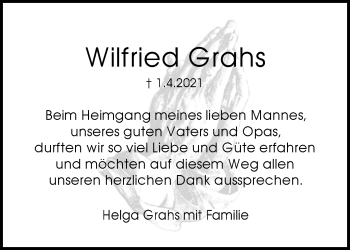 Traueranzeige von Wilfried Grahs von Waiblinger Kreiszeitung