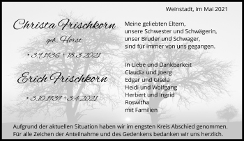 Traueranzeige von Christa Frischkorn von Waiblinger Kreiszeitung