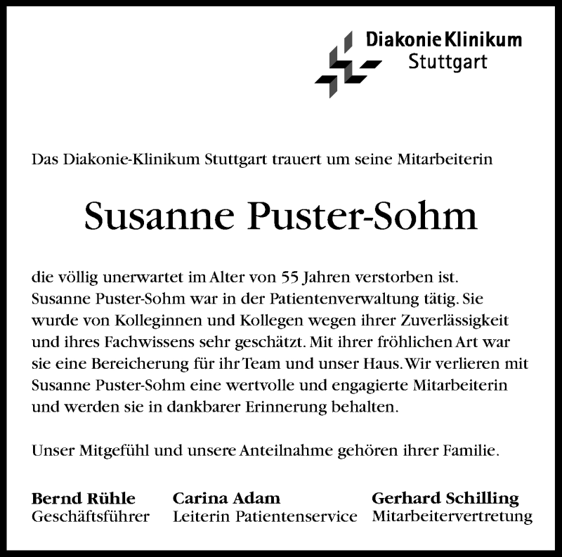  Traueranzeige für Susanne Puster-Sohm vom 04.05.2021 aus Waiblinger Kreiszeitung