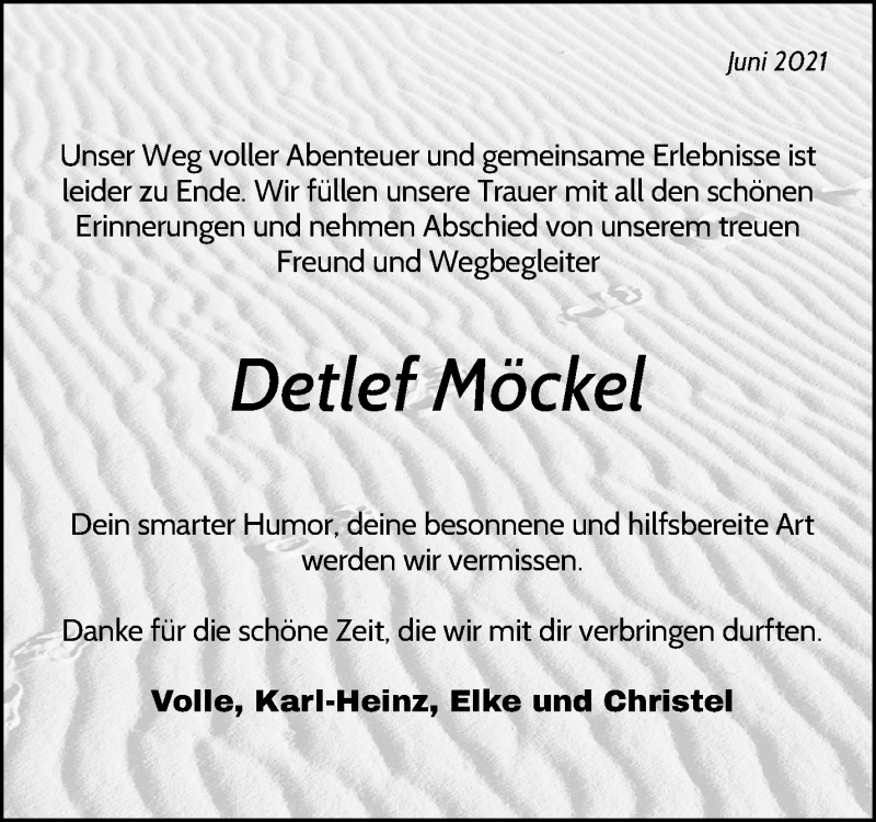  Traueranzeige für Detlef Möckel vom 10.06.2021 aus Waiblinger Kreiszeitung