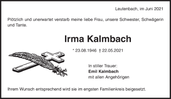 Traueranzeige von Irma Kalmbach von Waiblinger Kreiszeitung