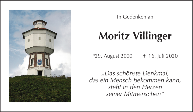  Traueranzeige für Moritz Villinger vom 16.07.2021 aus Waiblinger Kreiszeitung