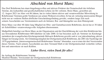 Traueranzeige von Horst Manz von Waiblinger Kreiszeitung