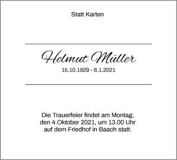 Traueranzeige von Helmut Müller von Waiblinger Kreiszeitung