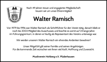 Traueranzeige von Walter Ramisch von Waiblinger Kreiszeitung