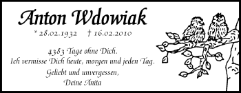 Traueranzeige von Anton Wdowiak von Waiblinger Kreiszeitung