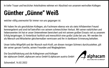 Traueranzeige von Günther Weiß von Waiblinger Kreiszeitung