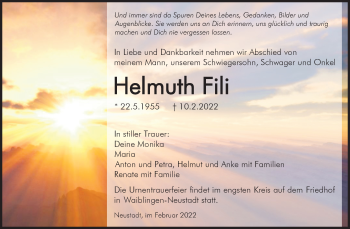 Traueranzeige von Helmuth Fili von Waiblinger Kreiszeitung