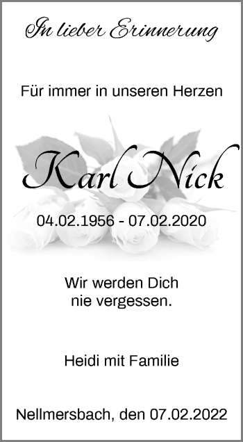 Traueranzeige von Karl Nick von Waiblinger Kreiszeitung