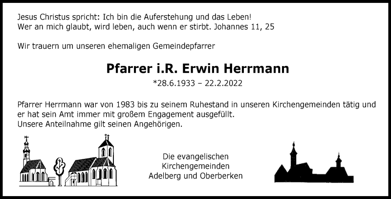  Traueranzeige für Erwin Herrmann vom 02.03.2022 aus Waiblinger Kreiszeitung