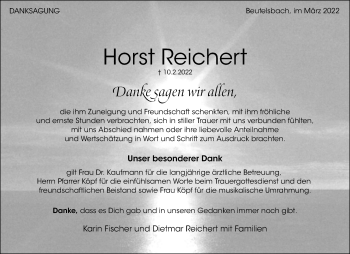 Traueranzeige von Horst Reichert von Waiblinger Kreiszeitung
