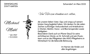 Traueranzeige von Michael Mühl von Waiblinger Kreiszeitung