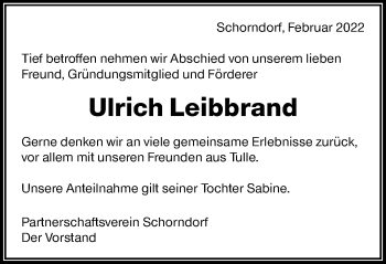 Traueranzeige von Ulrich Leibbrand von Waiblinger Kreiszeitung