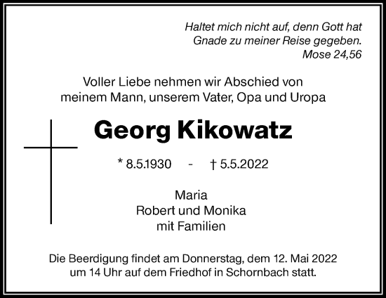 Traueranzeige von Georg Kikowatz von Waiblinger Kreiszeitung