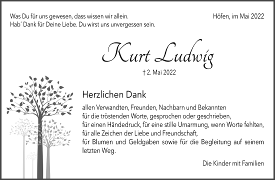 Traueranzeige von Kurt Ludwig von Waiblinger Kreiszeitung
