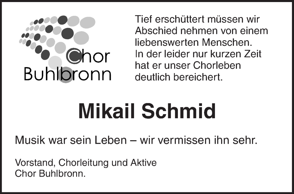  Traueranzeige für Mikail Schmid vom 04.07.2022 aus Waiblinger Kreiszeitung