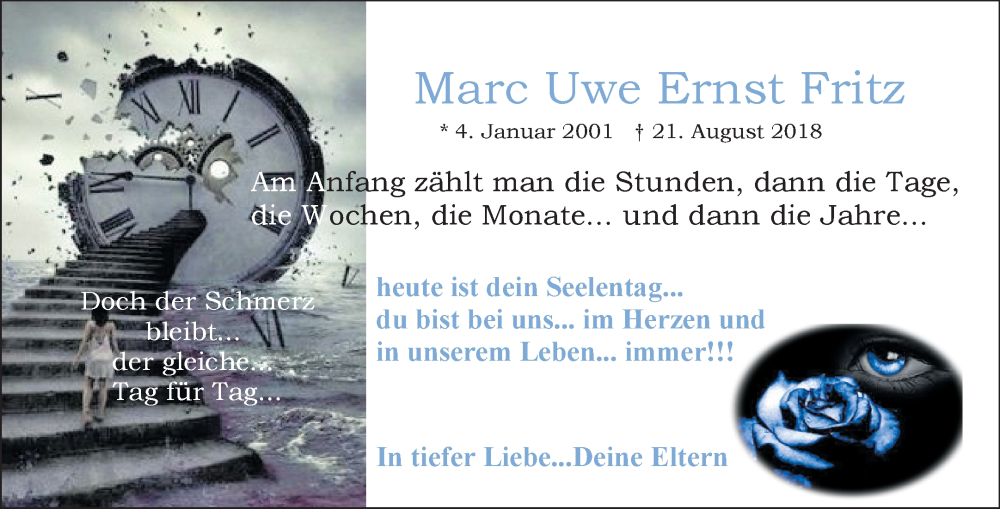  Traueranzeige für Marc Uwe Ernst Fritz vom 04.01.2023 aus Waiblinger Kreiszeitung