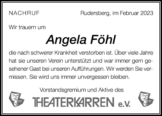 Traueranzeige von Angela Föhl von Waiblinger Kreiszeitung