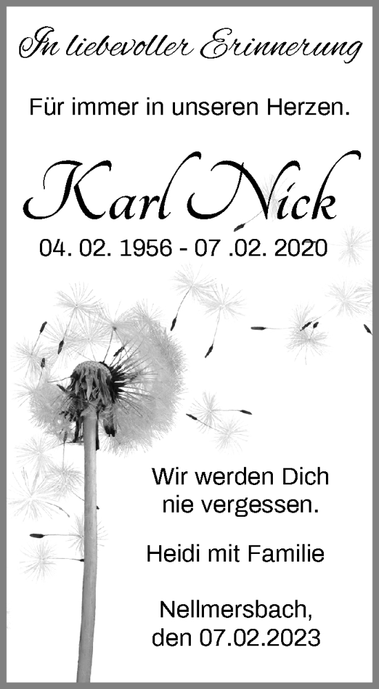 Traueranzeige von Karl Nick von Waiblinger Kreiszeitung