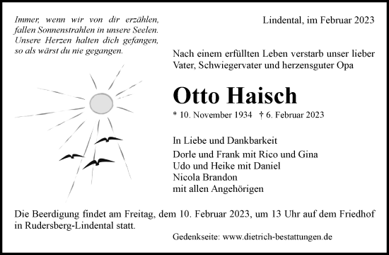 Traueranzeige von Otto Haisch von Waiblinger Kreiszeitung