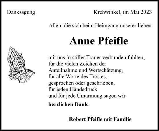 Traueranzeige von Anne Pfeifle von Waiblinger Kreiszeitung