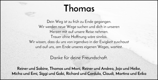Traueranzeige von Thomas  von Waiblinger Kreiszeitung