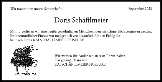 Traueranzeige von Doris Schäftlmeier von Waiblinger Kreiszeitung
