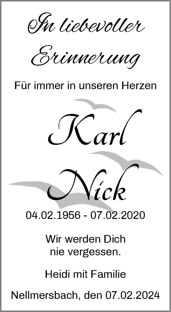 Traueranzeige von Karl Nick von Waiblinger Kreiszeitung