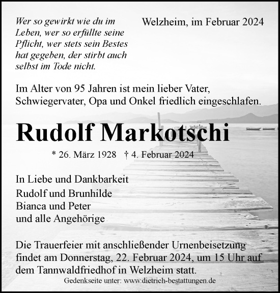 Traueranzeige von Rudolf Markotschi von Waiblinger Kreiszeitung