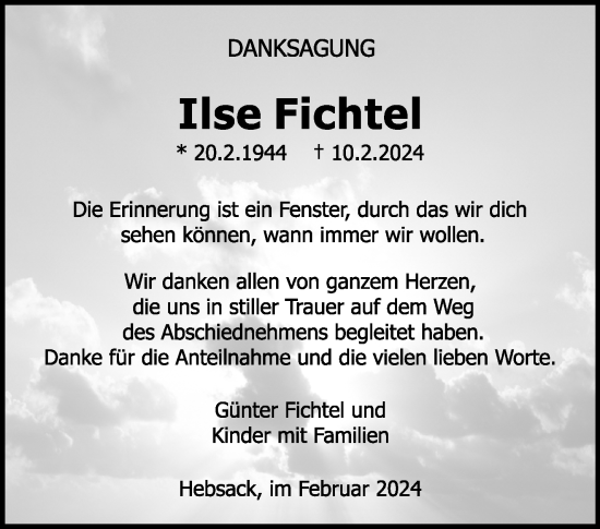 Traueranzeige von Ilse Fichtel von Waiblinger Kreiszeitung