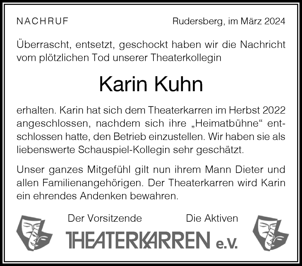  Traueranzeige für Karin Kuhn vom 16.03.2024 aus Waiblinger Kreiszeitung