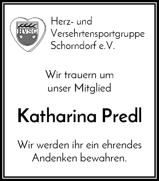 Traueranzeige von Katharina Predl von Waiblinger Kreiszeitung