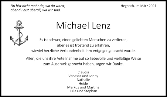 Traueranzeige von Michael Lenz von Waiblinger Kreiszeitung