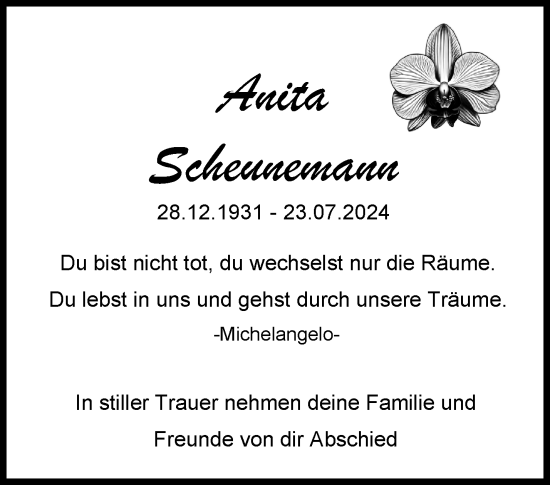 Traueranzeige von Anita Scheunemann von Waiblinger Kreiszeitung