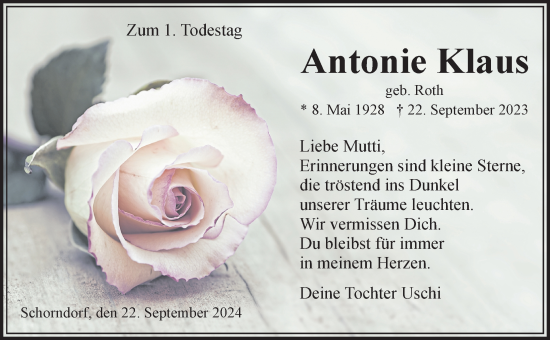 Traueranzeige von Antonie Klaus von Waiblinger Kreiszeitung