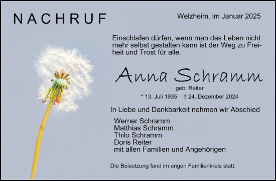 Traueranzeige von Anna Schramm von Waiblinger Kreiszeitung