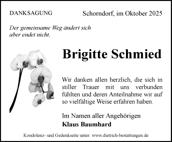 Traueranzeige von Brigitte Schmied von Waiblinger Kreiszeitung